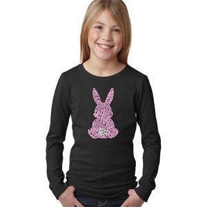 Girl's Word Art Long Sleeve - Easter Bunny